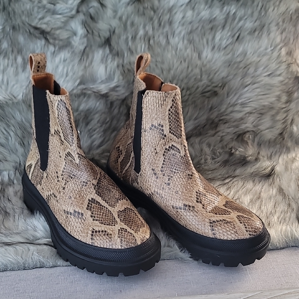 Lucky Brand Snakeskin Pattern Ankle Boots